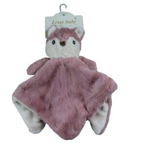 Linzy Baby Security Blanket Fox Pink Plush Rattle Blankie Lovey Soft Girls NWT